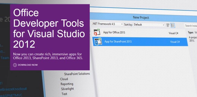 Office 2013, tool di sviluppo per Visual Studio 2012