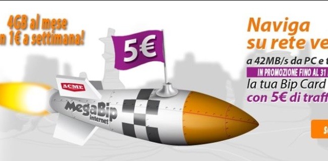 Bip Mobile: 5 settimane di internet a 5 euro