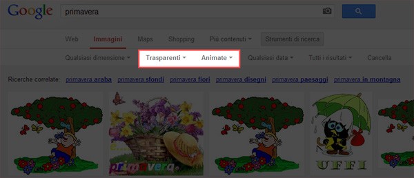 I nuovi filtri per la ricerca di Google, utili per trovare immagini trasparenti e animate