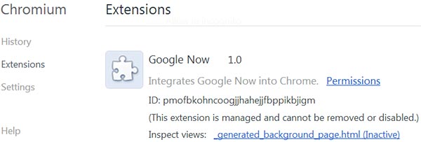 Google Now compare tra le impostazioni chrome://flags di Chromium