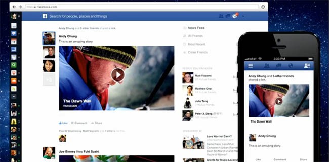 Facebook: spettacolare il nuovo feed Notizie