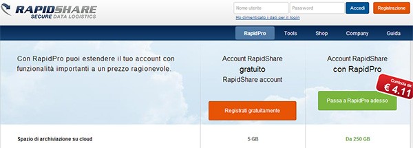 Rapidshare cambia i termini di servizio: da domani niente più upload illimitato per gli iscritti alla formula RapidPro