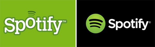 Il vecchio logo di Spotify (a sinistra) e quello introdotto oggi con il restyling (a destra)