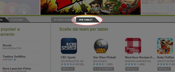 Introdotta su Google Play la sezione "App Android per tablet in primo piano"