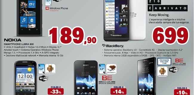 Nokia Lumia 800 a 189 euro da Unieuro