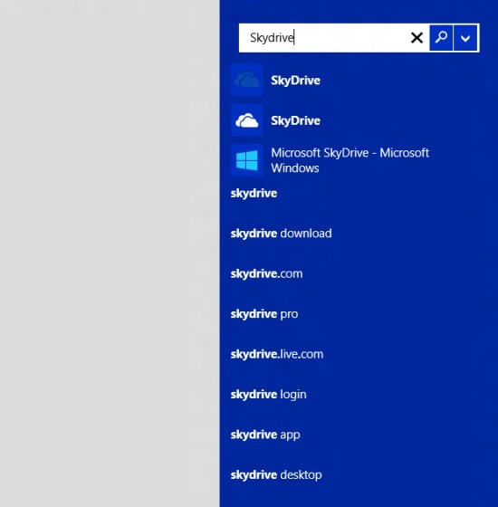 La funzione di ricerca integrata in Windows 8.1 mostra anche i risultati web.