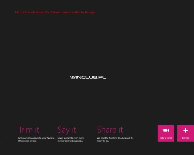 Uno screenshot della nuova app Movie Moments inclusa in Windows 8.1.
