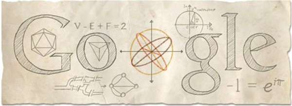 Il Google doodle che oggi celebra Eulero sulla homepage del motore di ricerca