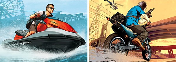 I due artwork rilasciati da Rockstar Games per Michael e Franklin, personaggi di GTA 5