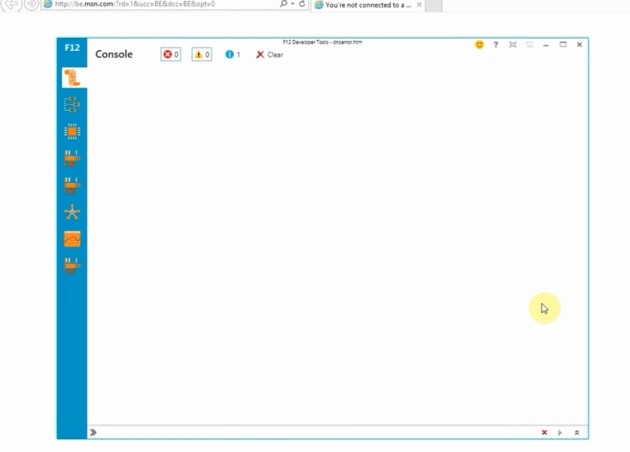 La nuova interfaccia degli Strumenti di sviluppo in Internet Explorer 11.