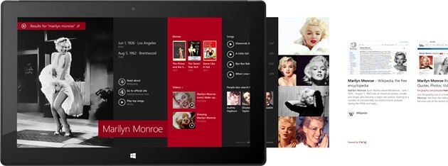 Il layout utilizzato per mostrare i risultati di una ricerca su Windows 8.1.
