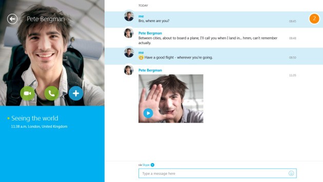 La funzione Video Messaggi in Skype 1.7 per Windows 8.