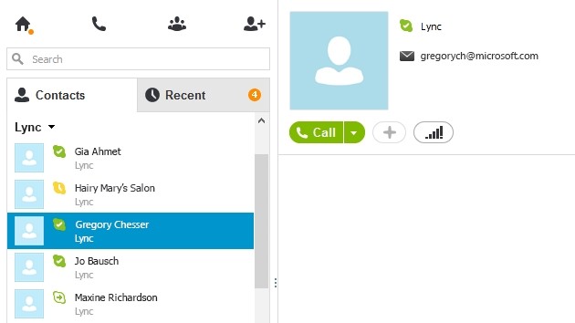 I contatti di Lync possono essere uniti ai contatti di Skype.
