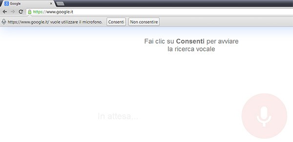 Chrome 27: la schermata di autorizzazione per l'utilizzo del microfono