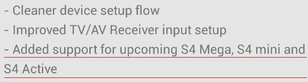 Indicazioni sul Samsung Galaxy S4 Mega, dall'applicazione ufficiale WatchOn