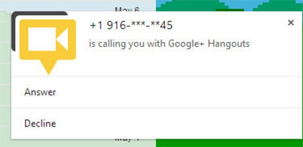 Uno screenshot per le notifiche di Google Hangouts