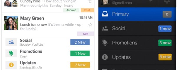 L'organizzazione della posta in arrivo nella nuova interfaccia di Gmail