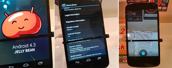 Android 4.3 Jelly Bean avvistato su un Nexus 4 al  Thailand Mobile Expo