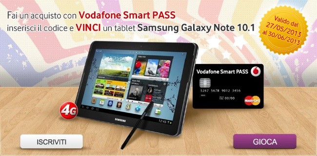 Vodafone Smart Pass regala un Galaxy Note 10.1