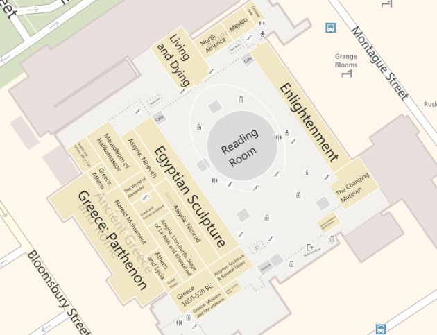 La mappa del British Museum (livello 0).