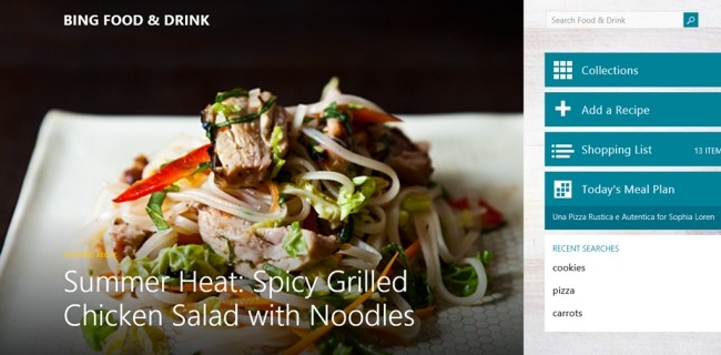 Windows 8.1 app: Bing Food&Drink e Health&Fitness
