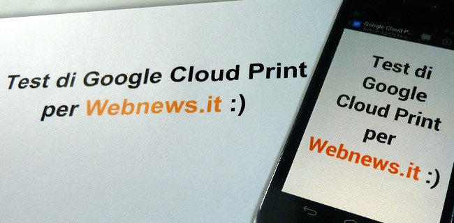 Disponibile l'app Google Cloud Print per Android
