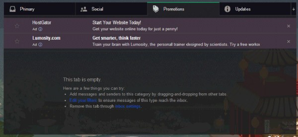 Uno screenshot svela la tipologia di inserzioni pubblicitarie che presto potrebbe trovare posto nella casella Promozioni all'interno del nuovo layout di Gmail