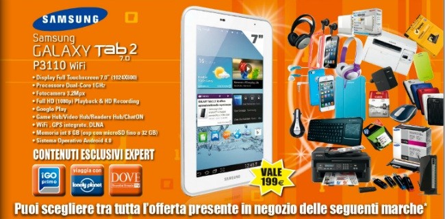 In regalo da Expert un Samsung Galaxy Tab 2 7.0
