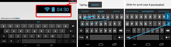 Screenshot per la Tastiera Google rilasciata su Play Store, con il riferimento ad Android 4.3 JB