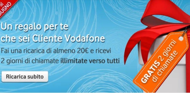 Vodafone: chiamate gratis a chi ricarica di 20€
