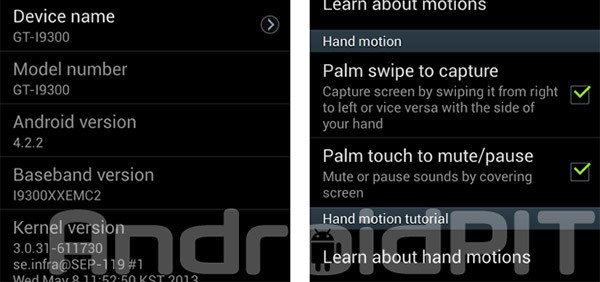 Immagini testimoniano l'arrivo di Android 4.2.2 Jelly Bean sullo smartphone Samsung Galaxy S3