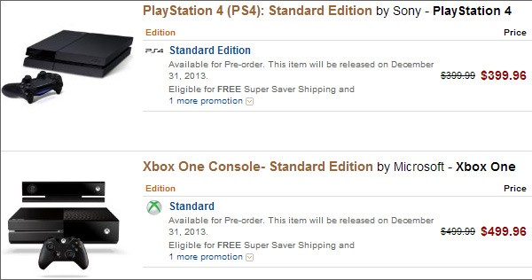 Le schede di PlayStation 4 e Xbox 360 su Amazon