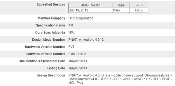 La certificazione Bluetooth SIG per Android 4.3 Jelly Bean sulla Google Edition di HTC One