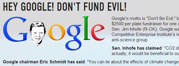 La petizione "Hey Google! Don't fund evil!" lanciata da Forecast the Facts