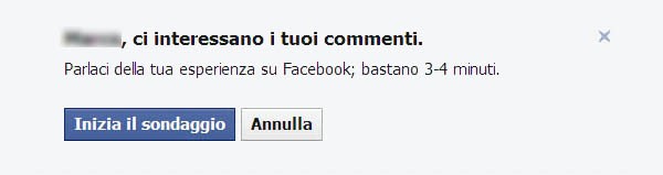 Il banner che invita a rispondere al sondaggio.