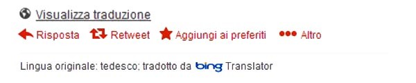 Cliccando su "visualizza traduzione" Bing traduce il testo: è già possibile tradurre dal tedesco all'italiano, e anche dallo spagnolo e dall'inglese.