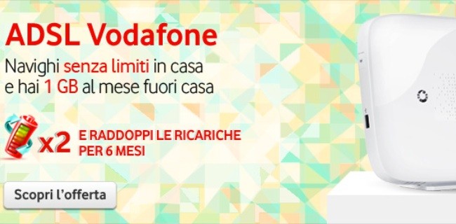 Raddoppio delle ricariche con le ADSL Vodafone
