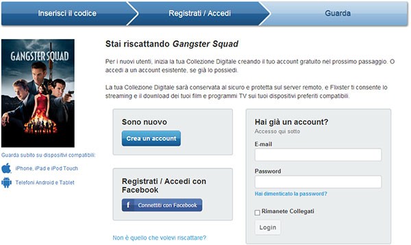 02 - Effettuare il login con email e password, con le credenziali Facebook oppure creare un nuovo account