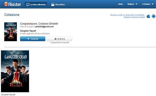04 - Schermata "La mia collezione" su Flixster, con tutti i film riscattati