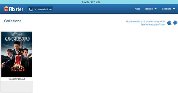 La schermata "La mia collezione" mostrata nell'applicazione Copia Digitale di Flixster (su Windows 8)