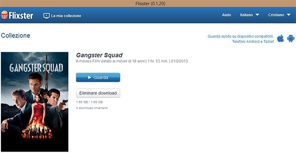 Al termine del download è possibile iniziare la visione del film