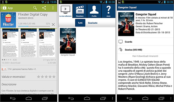 L'applicazione Flixster Digital Copy per dispositivi Android