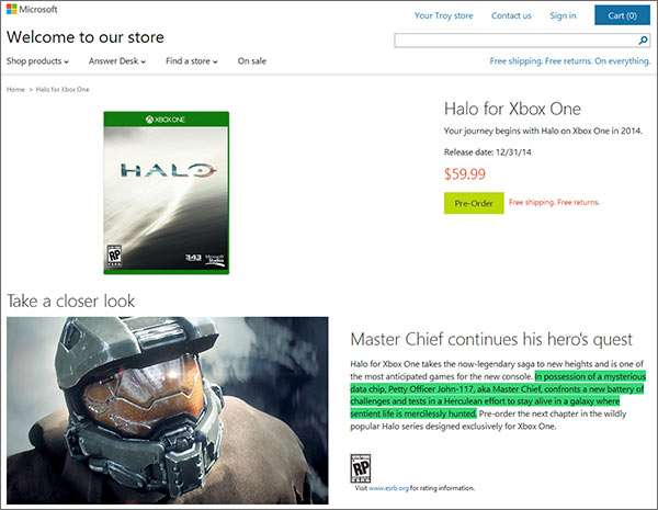 Primi dettagli su Halo per Xbox One dal Microsoft Store