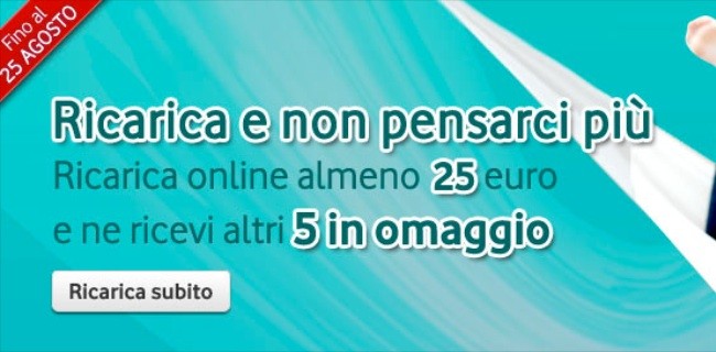 Vodafone: 5 euro in regalo per chi ricarica online