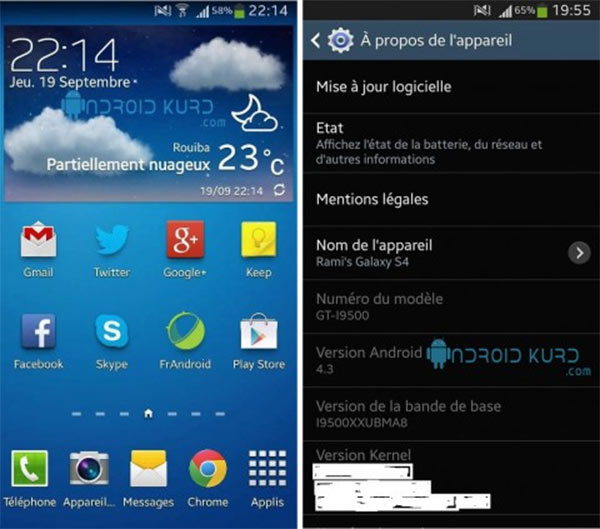 Android 4.3 Jelly Bean in esecuzione su Samsung Galaxy S4