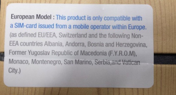 Galaxy Note 3, etichetta di avviso per la SIM utilizzabile