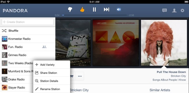 Pandora sfida iTunes Radio, nuova app per iOS 7
