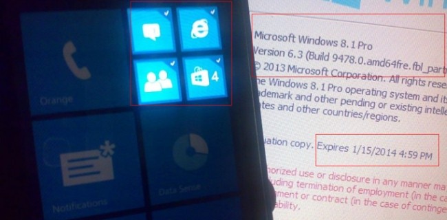 WP 8.1, centro notifiche e selezione multi-tile
