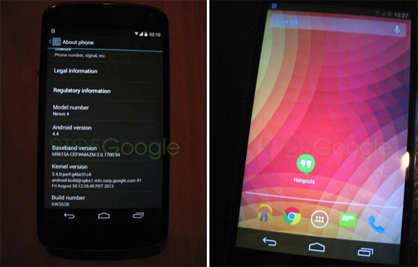 Altre due immagini che mostrano Android 4.4 KitKat in esecuzione