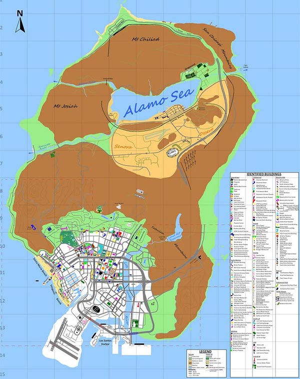 Una seconda versione per la mappa di GTA 5, con tanto di legenda